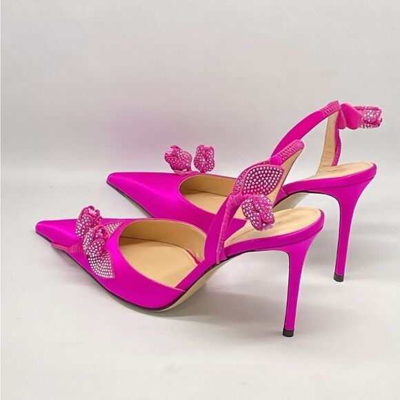 Mach & Mach Wonder Tulip 95MM Silk & Crystal Slingback Pumps size 40.5 - Picture 10 of 15